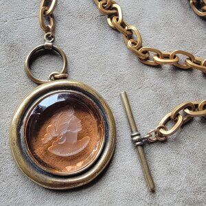 Marsala Glass Intaglio Necklace